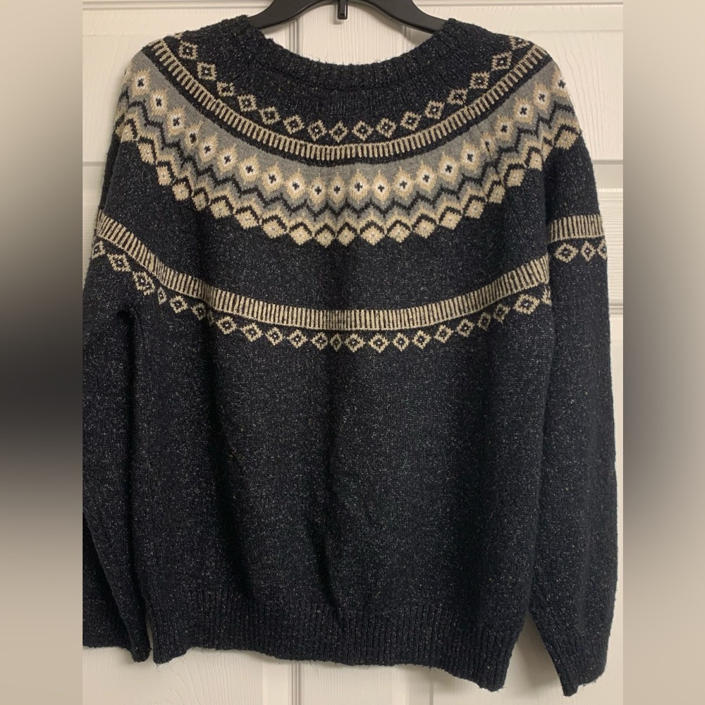 Weatherproof L Fair Isle Knit Outdoor Winter Sweater Casual Black Gray Tan - Picture 2 of 8